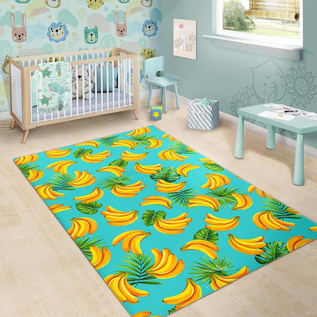 Tropical Banana Leaf Pattern Print Area Rug GearFrost