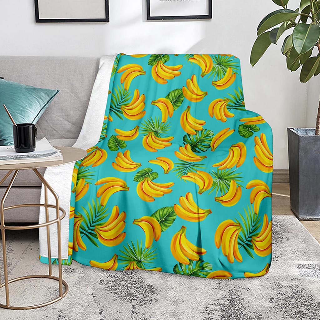 Tropical Banana Leaf Pattern Print Blanket
