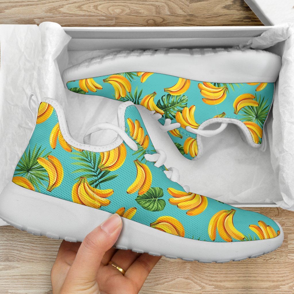 Tropical Banana Leaf Pattern Print Mesh Knit Shoes GearFrost