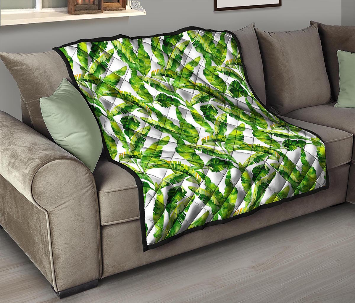 Tropical Banana Leaves Pattern Print Quilt