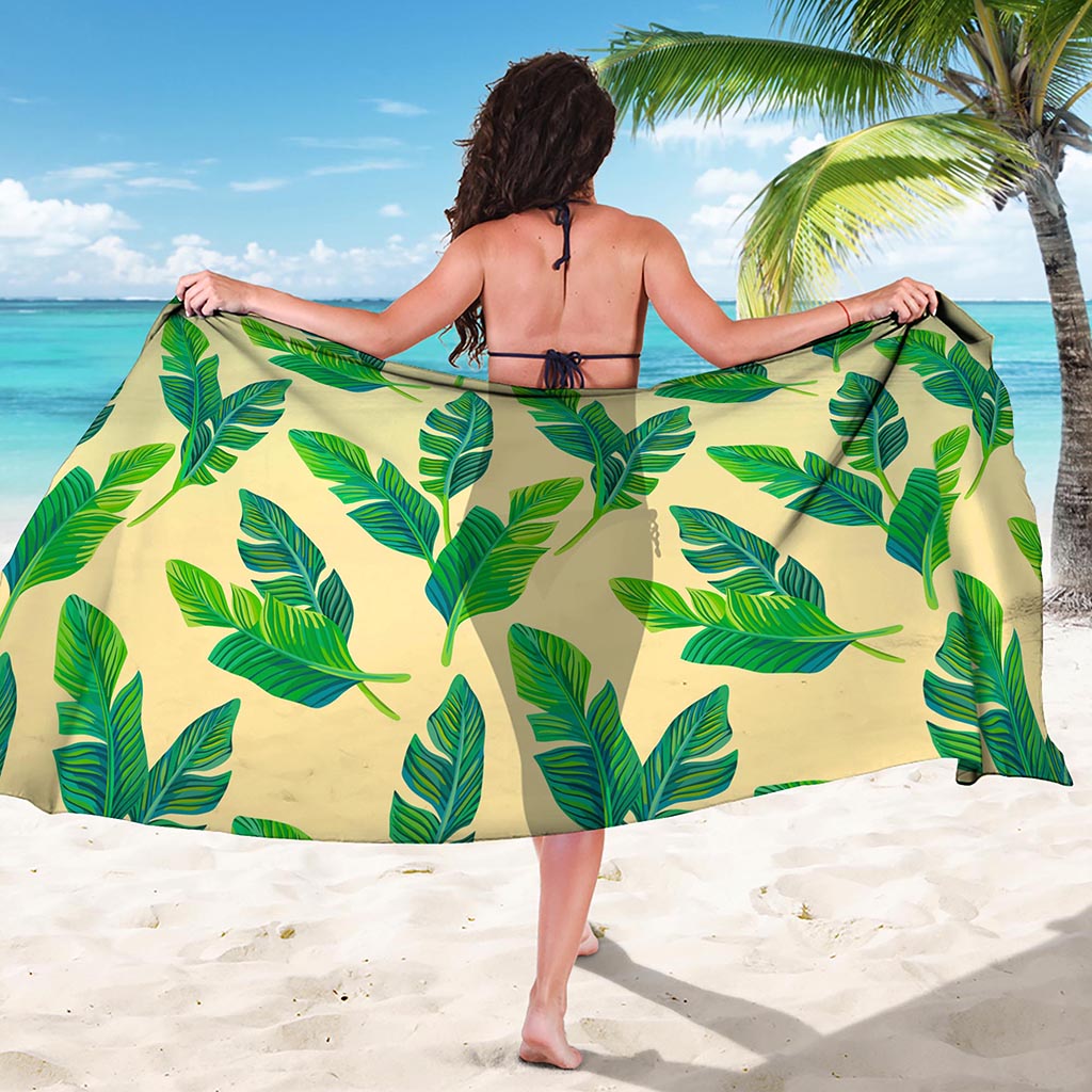 Tropical Banana Palm Leaf Pattern Print Beach Sarong Wrap