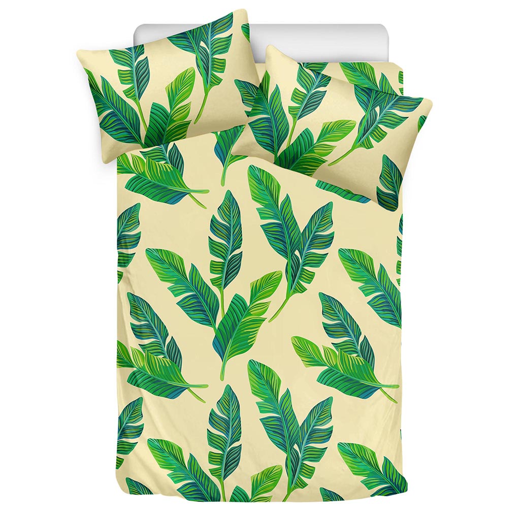 Tropical Banana Palm Leaf Pattern Print Duvet Cover Bedding Set