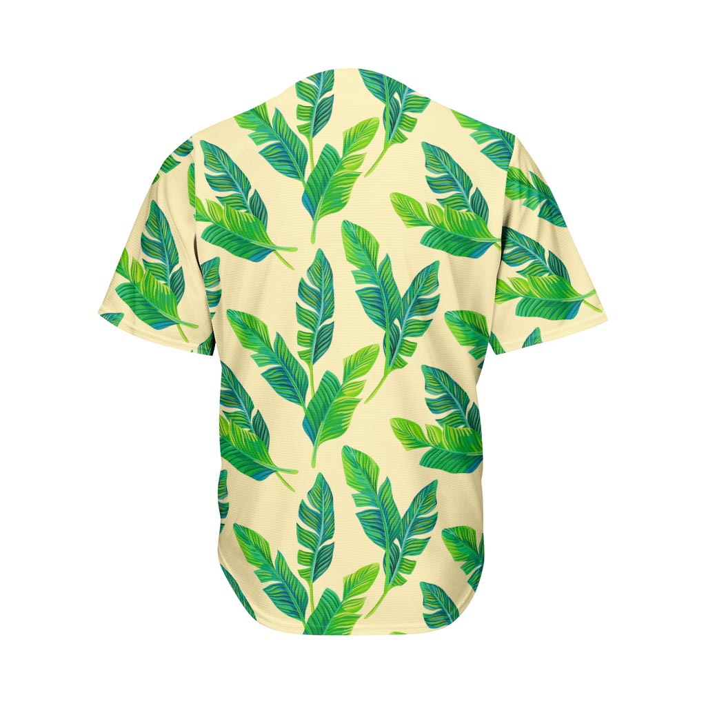 Tropical Banana Palm Leaf Pattern Print Men's Baseball Jersey
