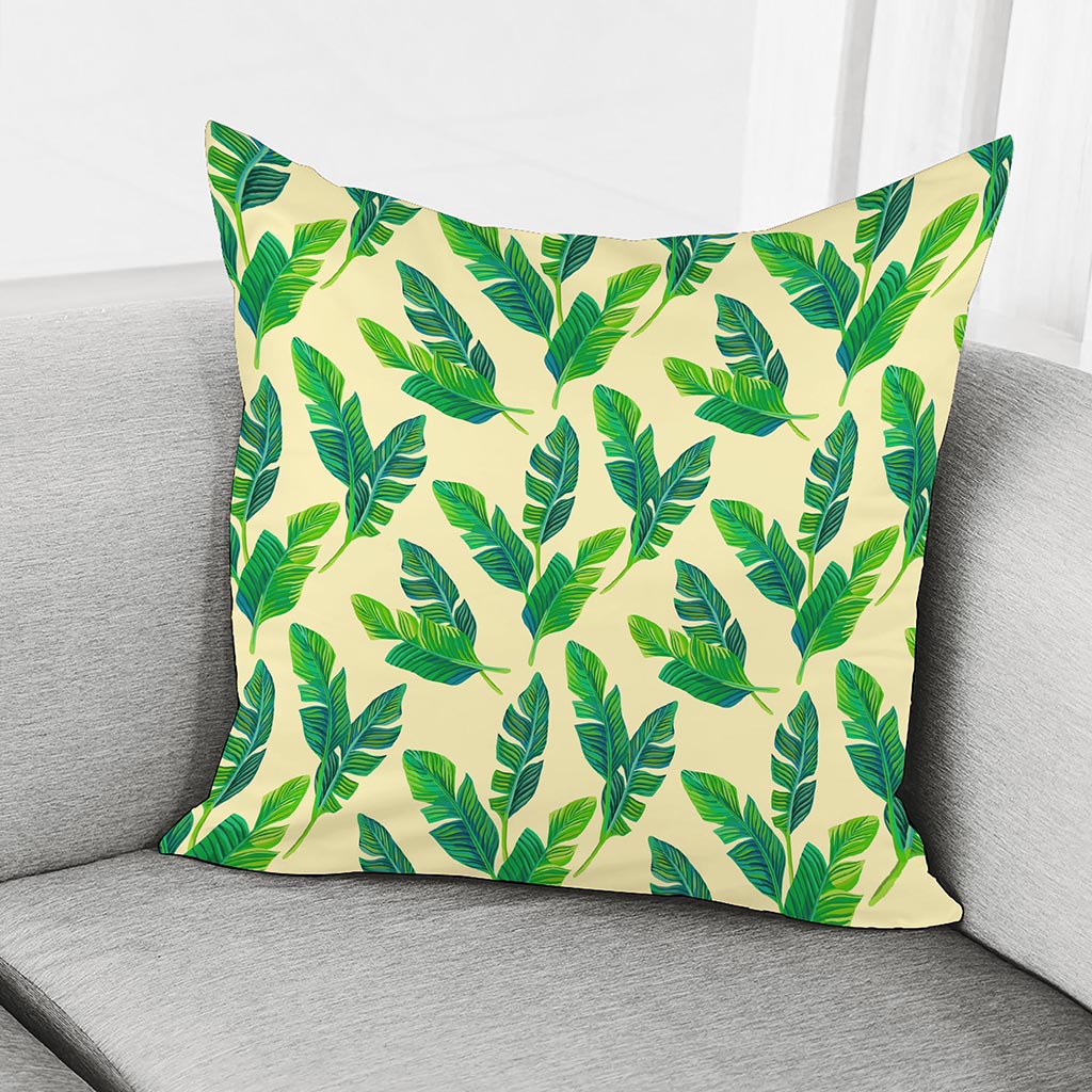 Tropical Banana Palm Leaf Pattern Print Pillow Cover