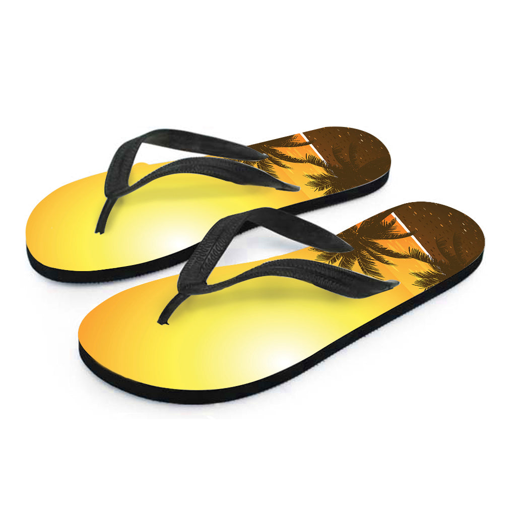 Tropical Beach Sunset Print Flip Flops