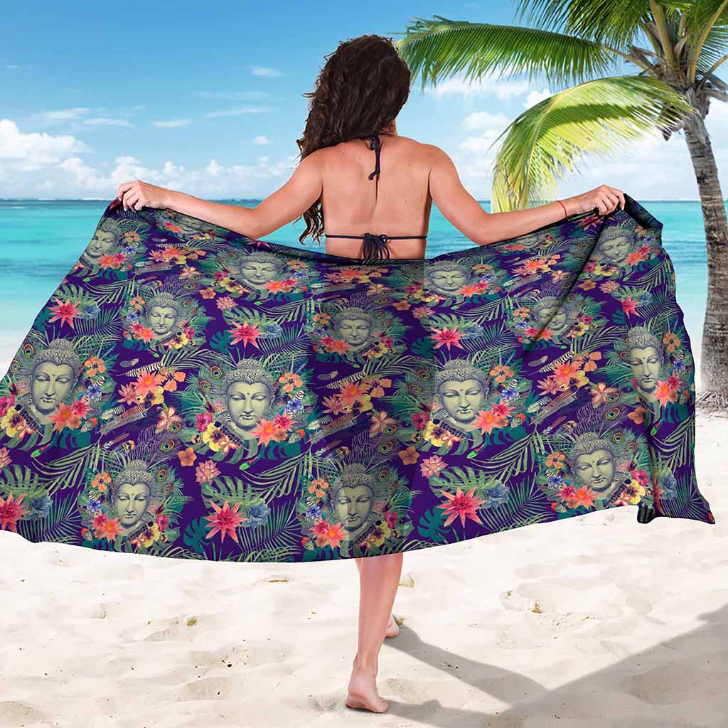 Tropical Buddha Print Beach Sarong Wrap
