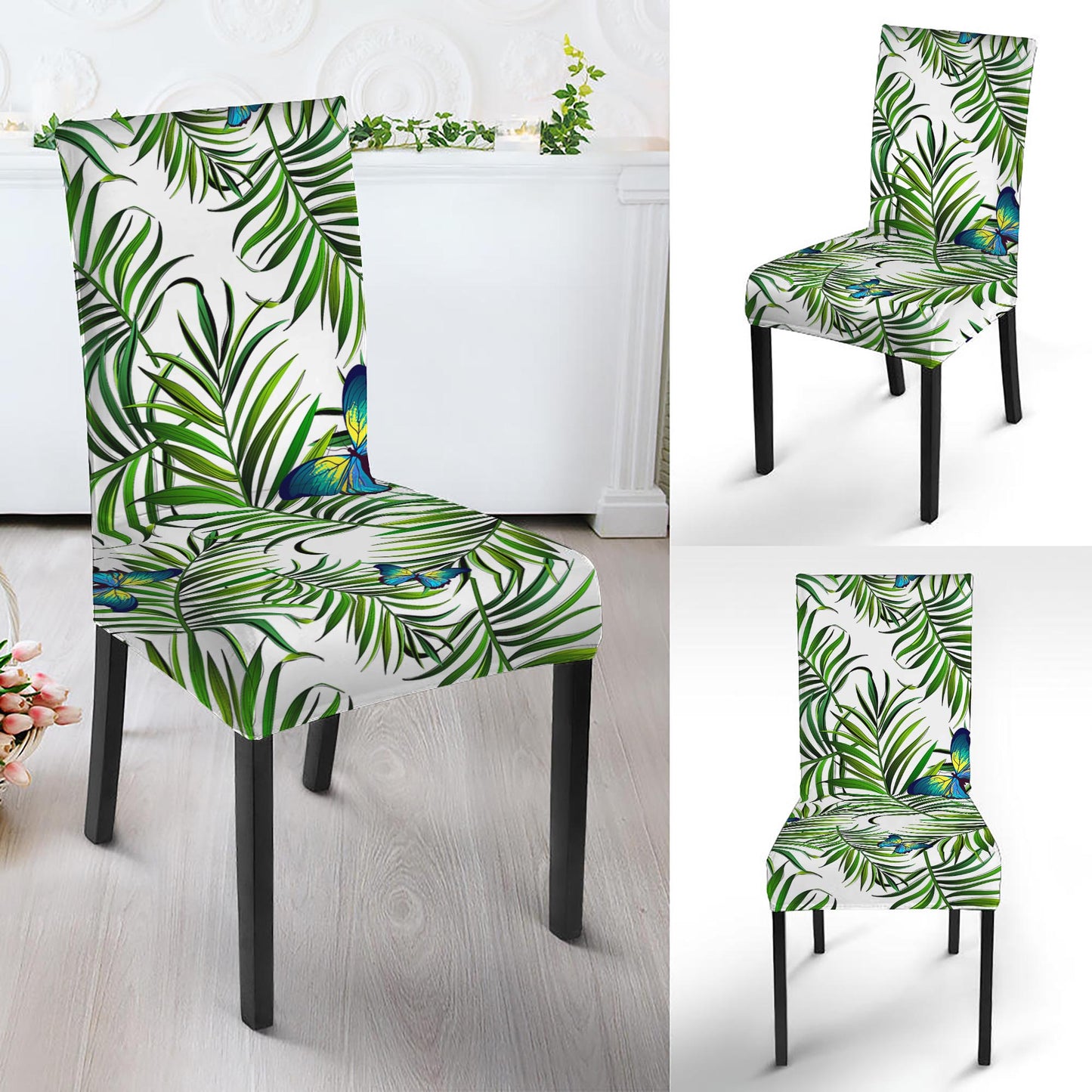 Tropical Butterfly Pattern Print Dining Chair Slipcover