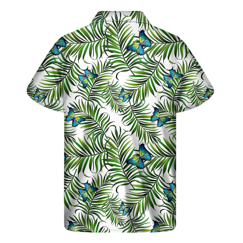 Tropical Butterfly Pattern Print Men's Short Sleeve Shirt