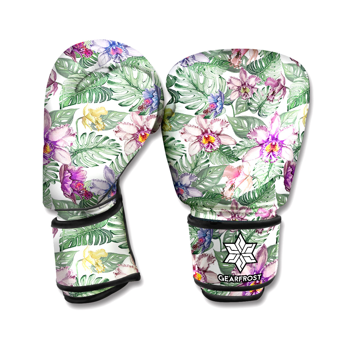 Tropical Cattleya Pattern Print Boxing Gloves
