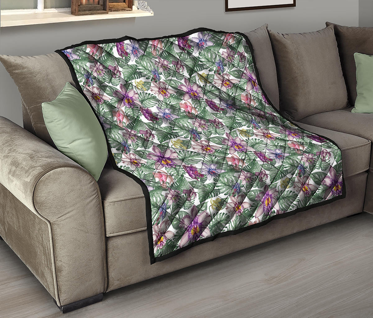 Tropical Cattleya Pattern Print Quilt