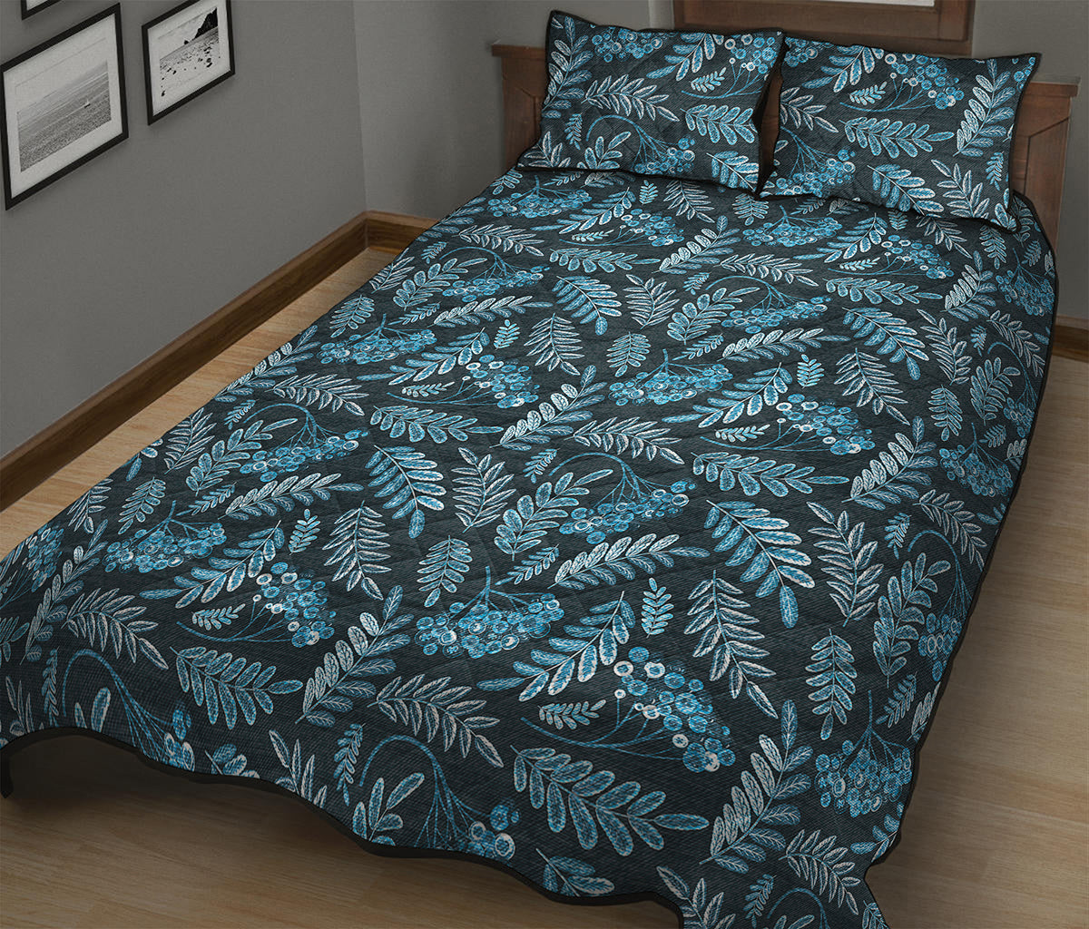 Tropical Denim Jeans Pattern Print Quilt Bed Set