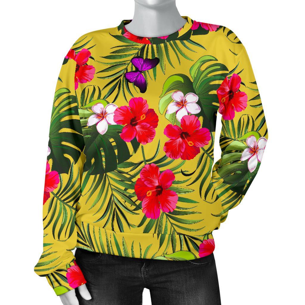 Tropical Exotic Hawaiian Pattern Print Women's Crewneck Sweatshirt GearFrost