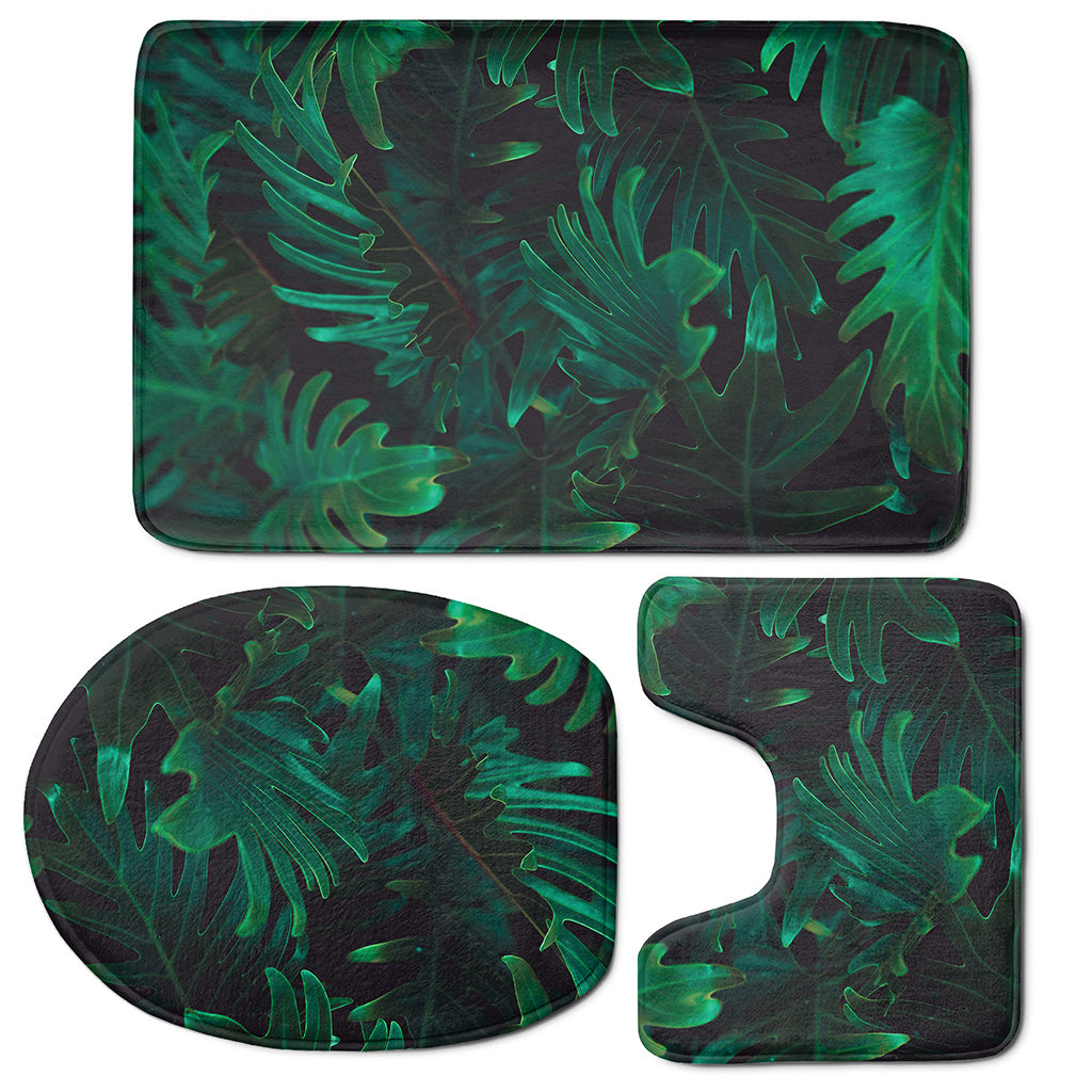 Tropical Fern Leaf Print 3 Piece Bath Mat Set