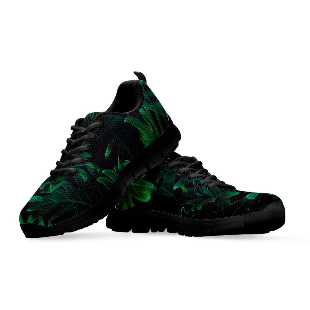 Tropical Fern Leaf Print Black Sneakers