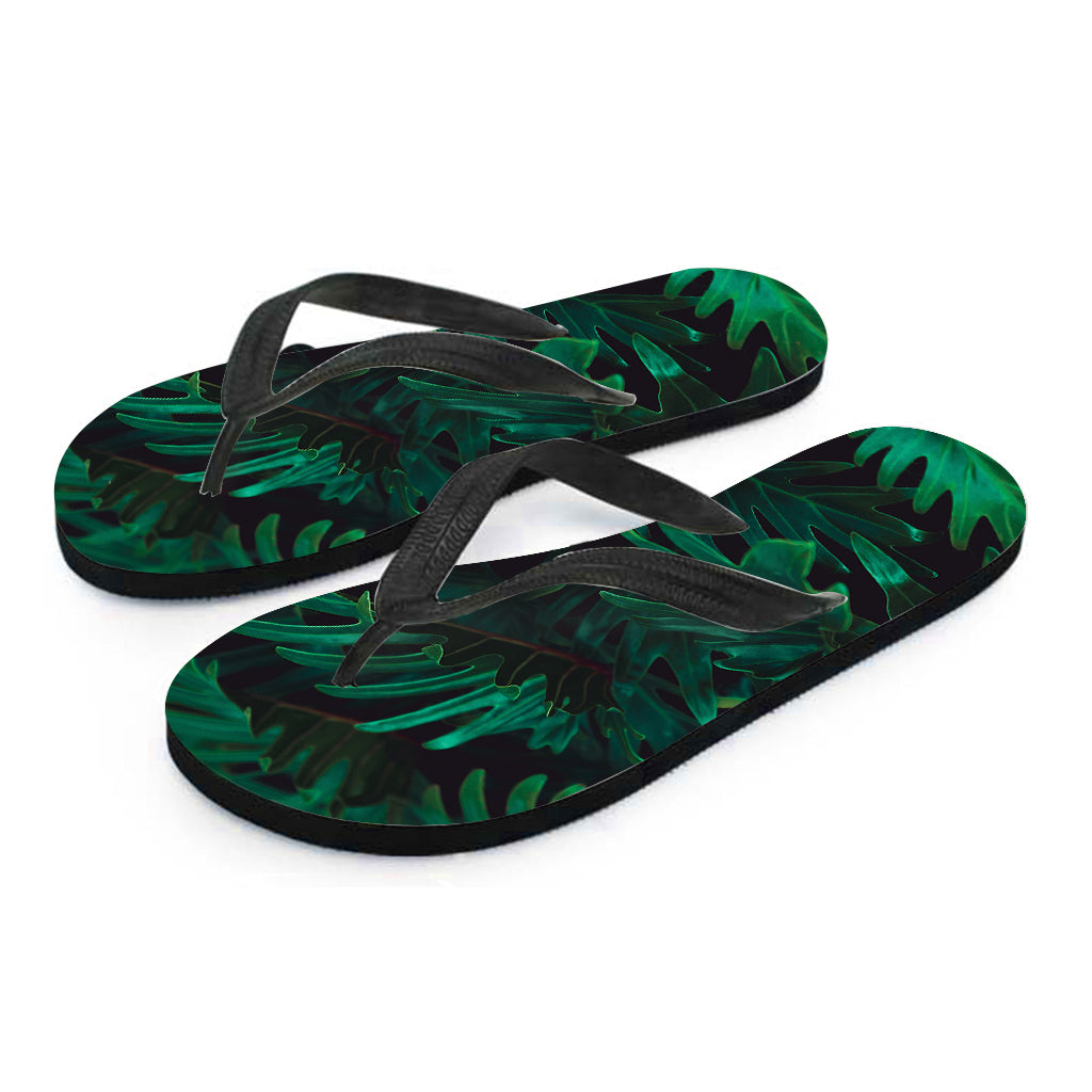 Tropical Fern Leaf Print Flip Flops