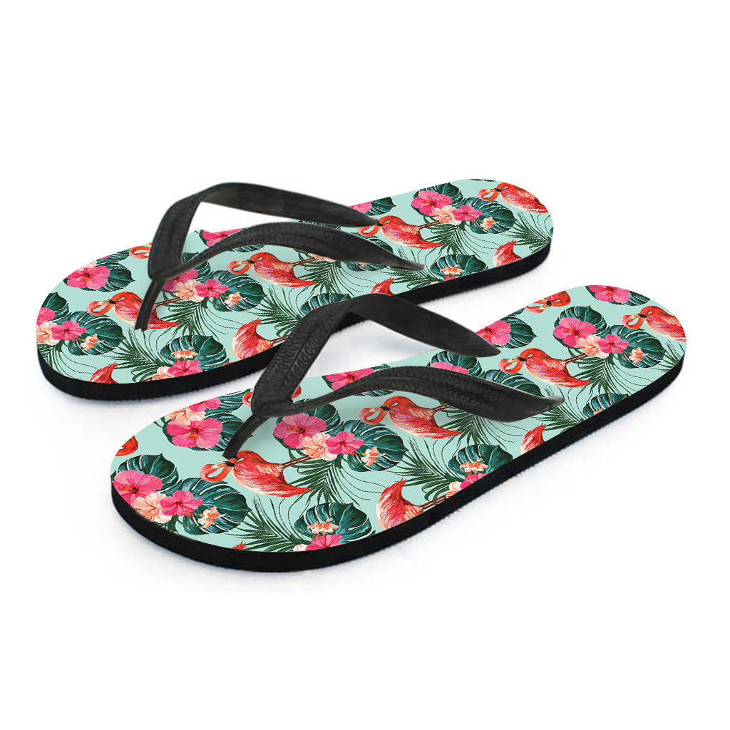 Tropical Floral Flamingo Pattern Print Flip Flops