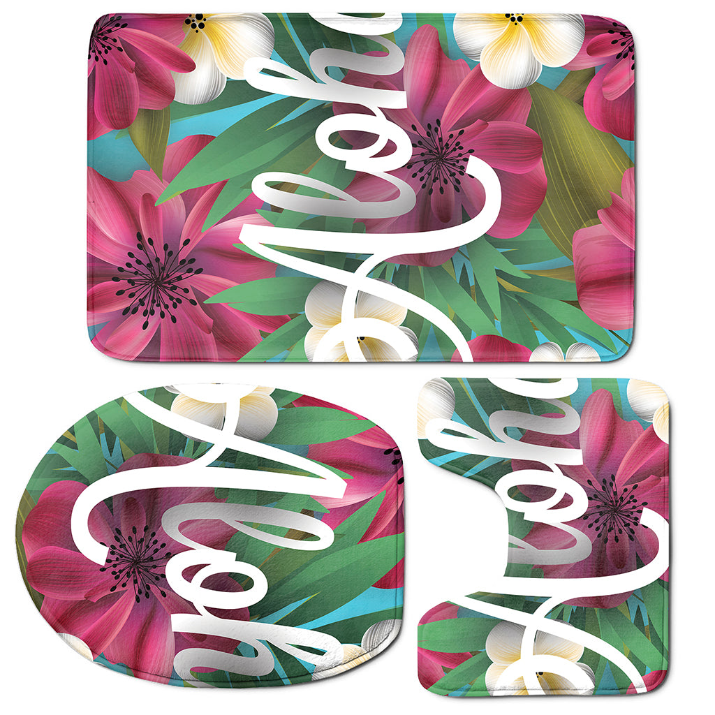 Tropical Flower Aloha Print 3 Piece Bath Mat Set