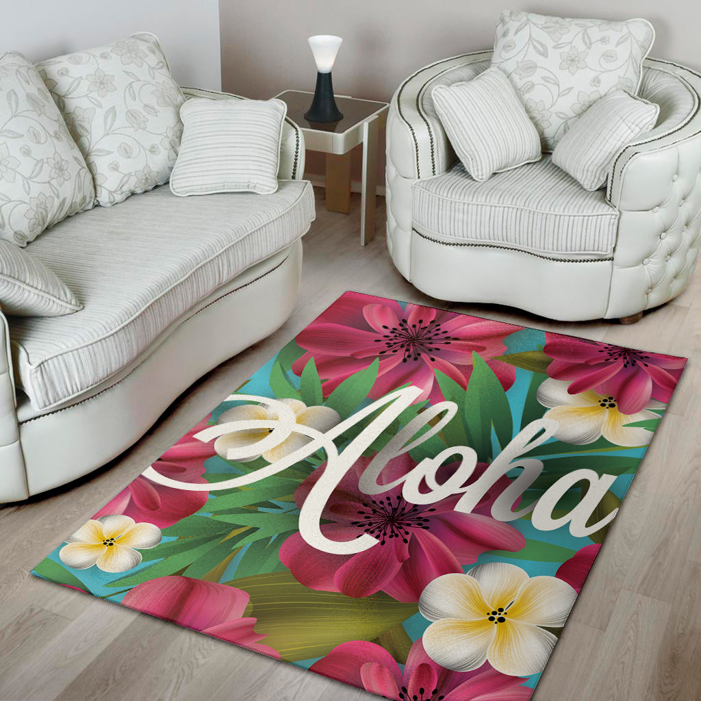 Tropical Flower Aloha Print Area Rug