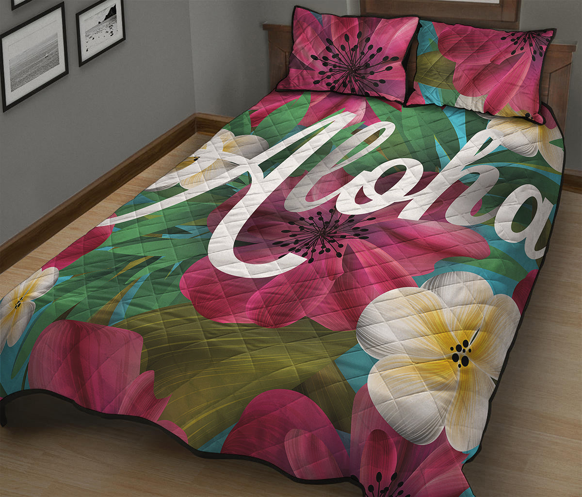 Tropical Flower Aloha Print Quilt Bed Set