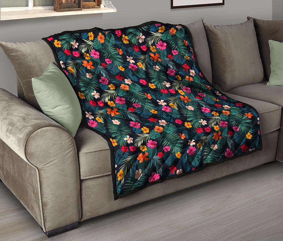 Tropical Flowers Hawaii Pattern Print Quilt