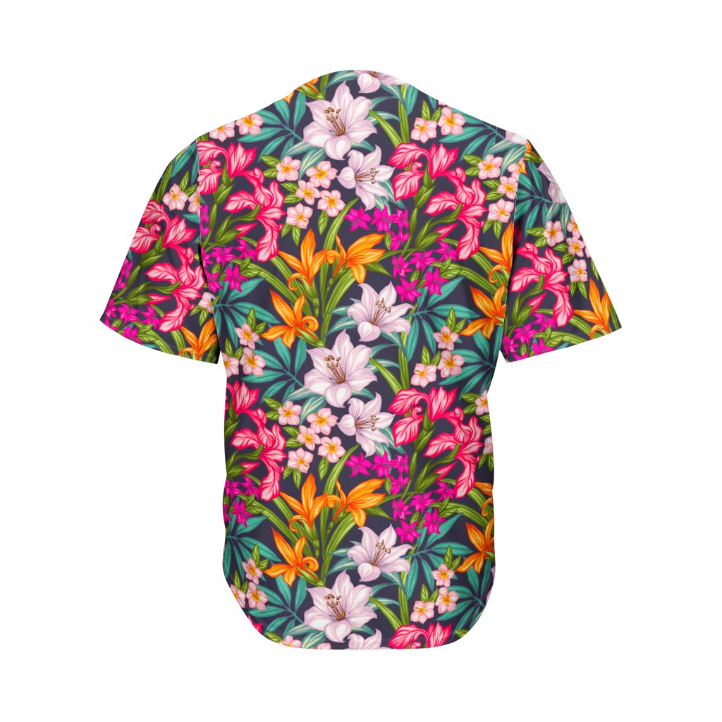 Tropical Flowers Pattern Print Men's Baseball Jersey