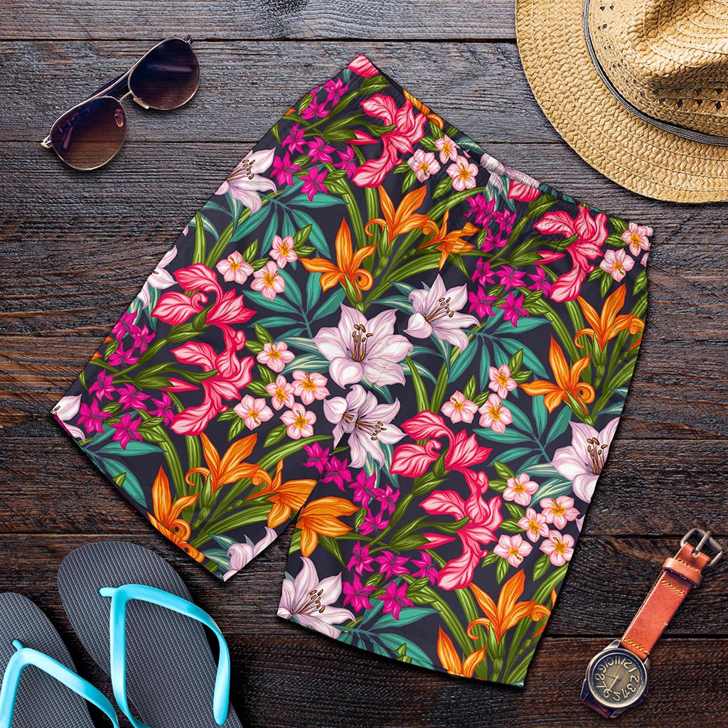 Tropical Flowers Pattern Print Men's Shorts