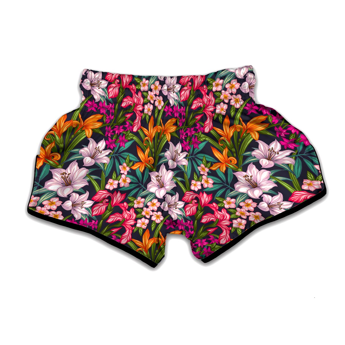 Tropical Flowers Pattern Print Muay Thai Boxing Shorts