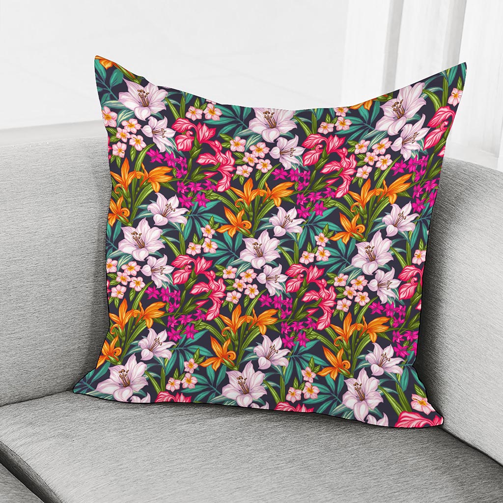 Tropical Flowers Pattern Print Pillow Cover