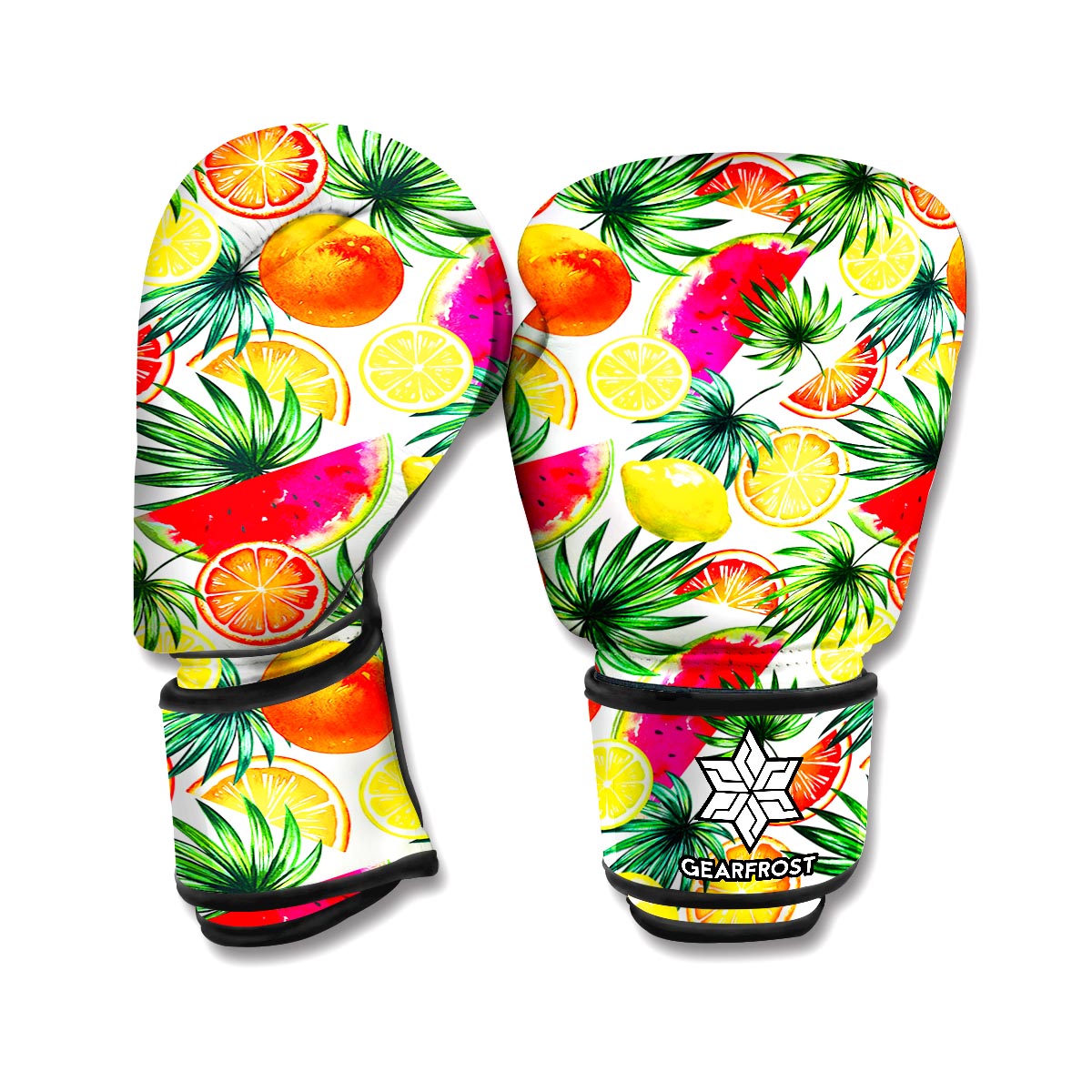 Tropical Fruit Leaf Pattern Print Boxing Gloves