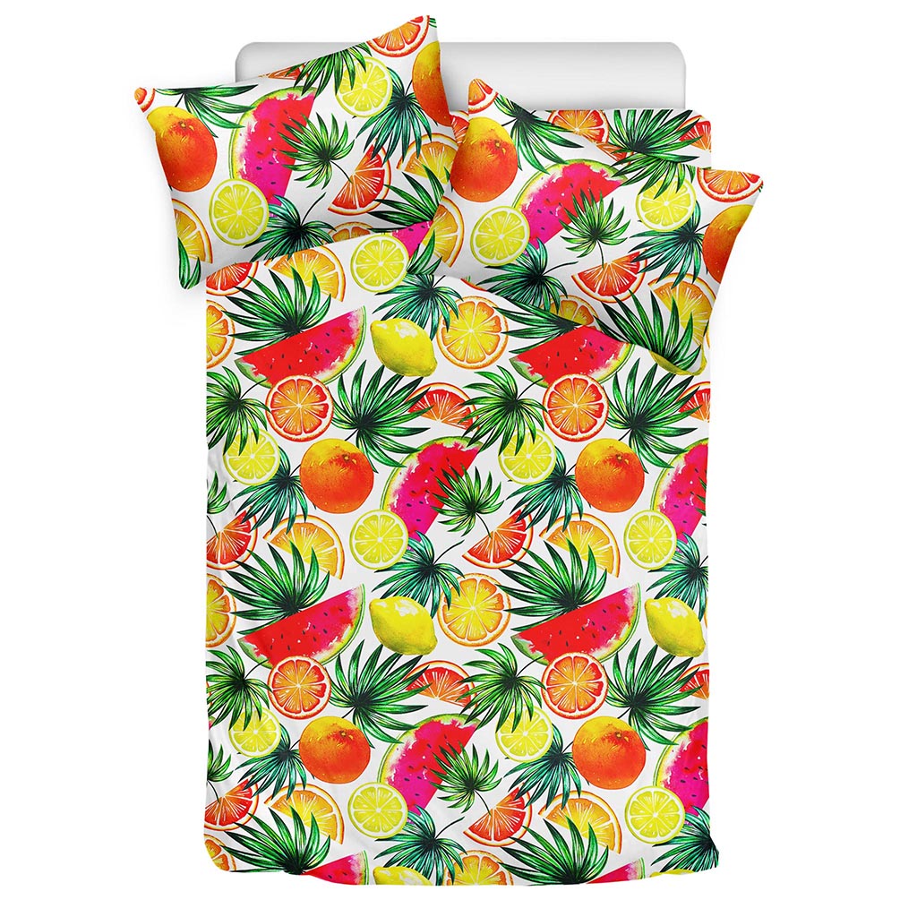 Tropical Fruit Leaf Pattern Print Duvet Cover Bedding Set