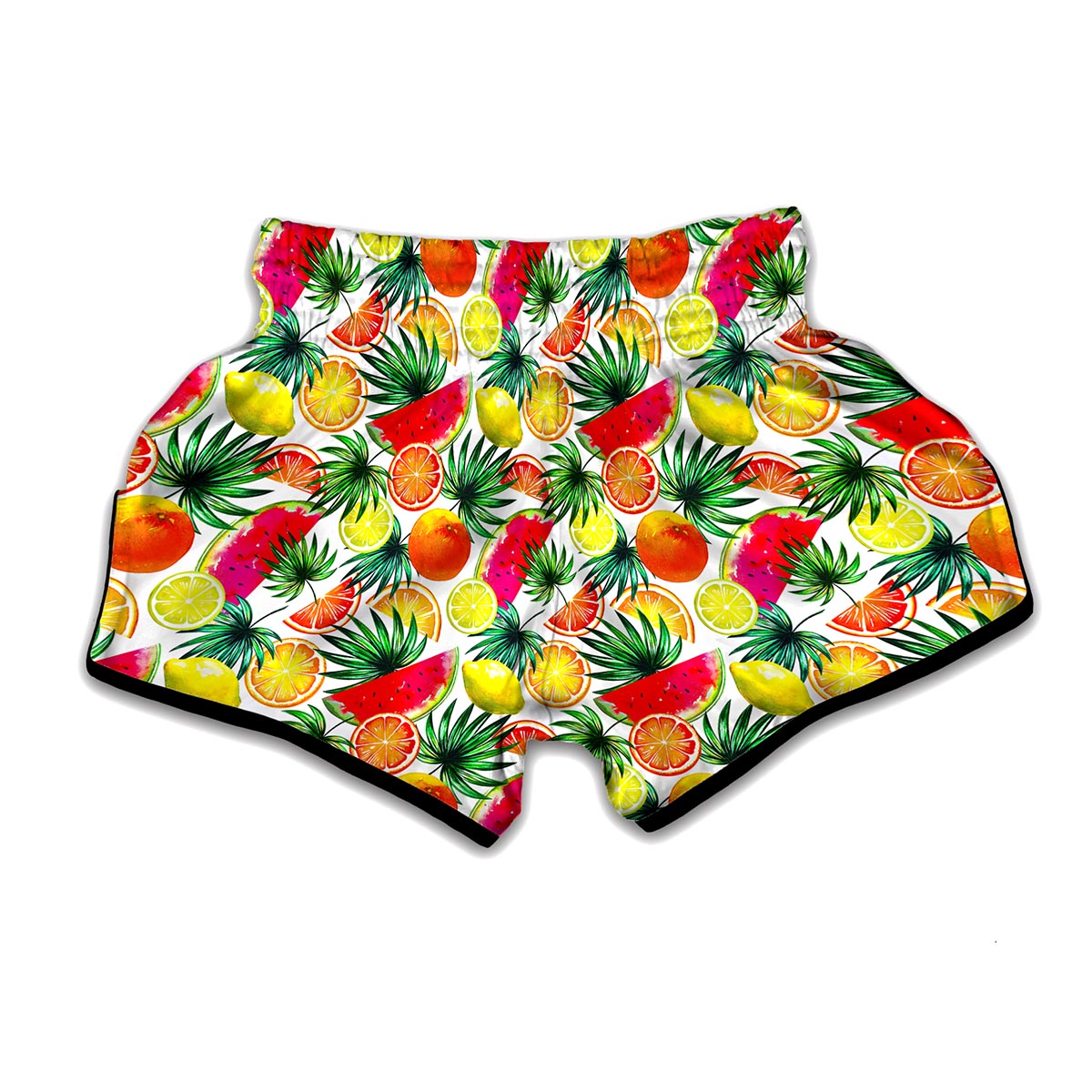 Tropical Fruit Leaf Pattern Print Muay Thai Boxing Shorts