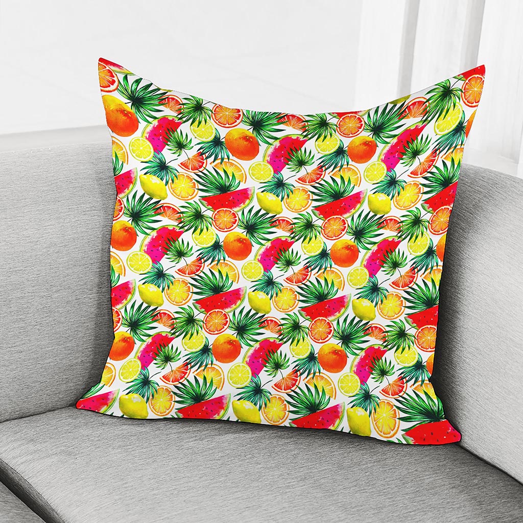 Tropical Fruit Leaf Pattern Print Pillow Cover