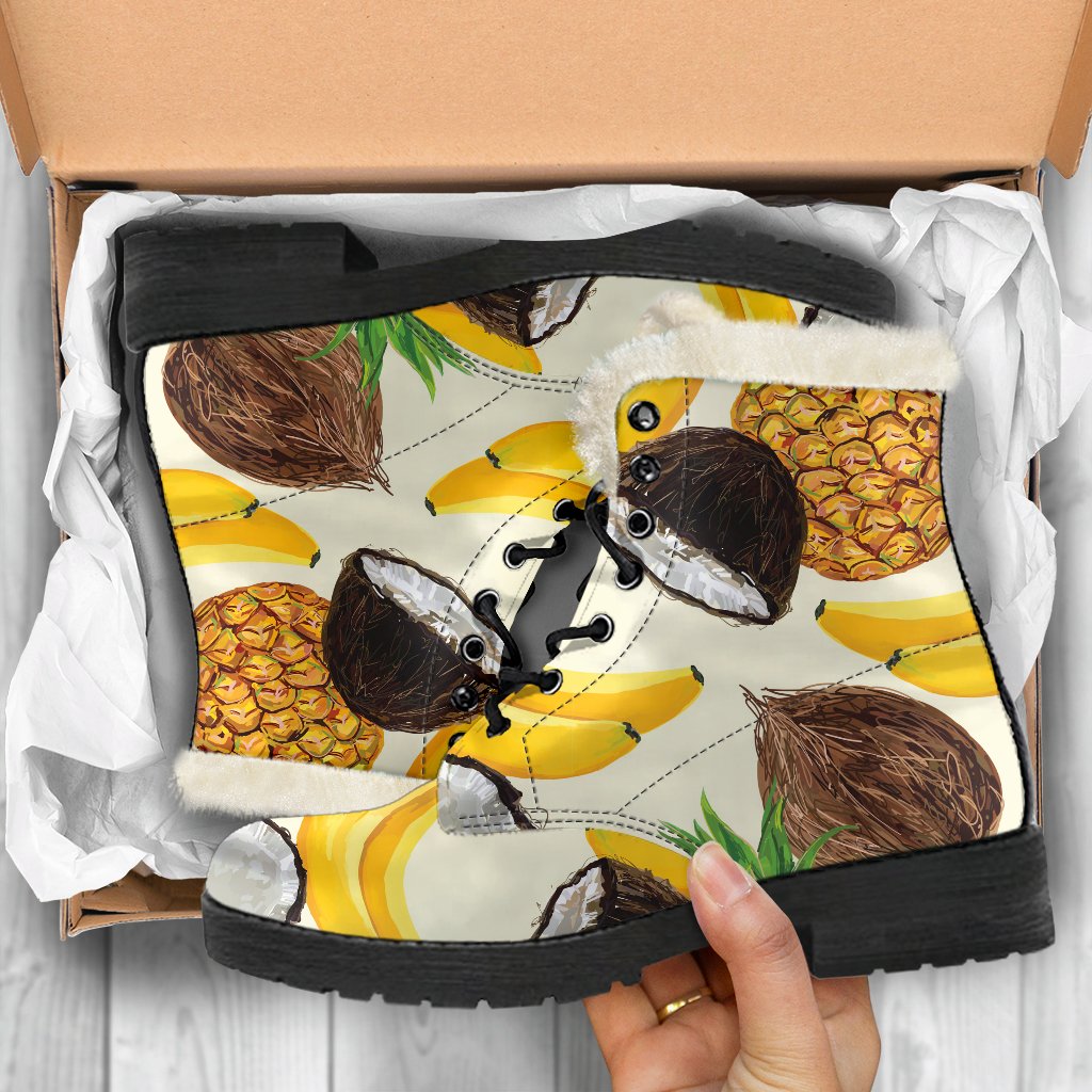 Tropical Fruits Pattern Print Comfy Boots GearFrost