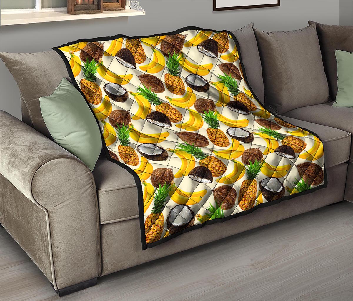 Tropical Fruits Pattern Print Quilt