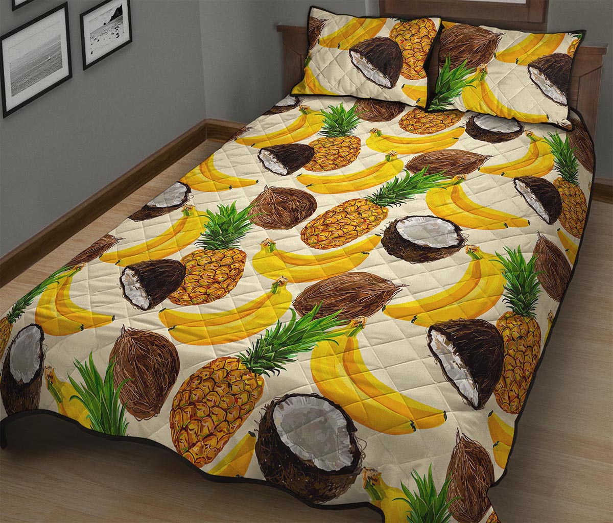 Tropical Fruits Pattern Print Quilt Bed Set