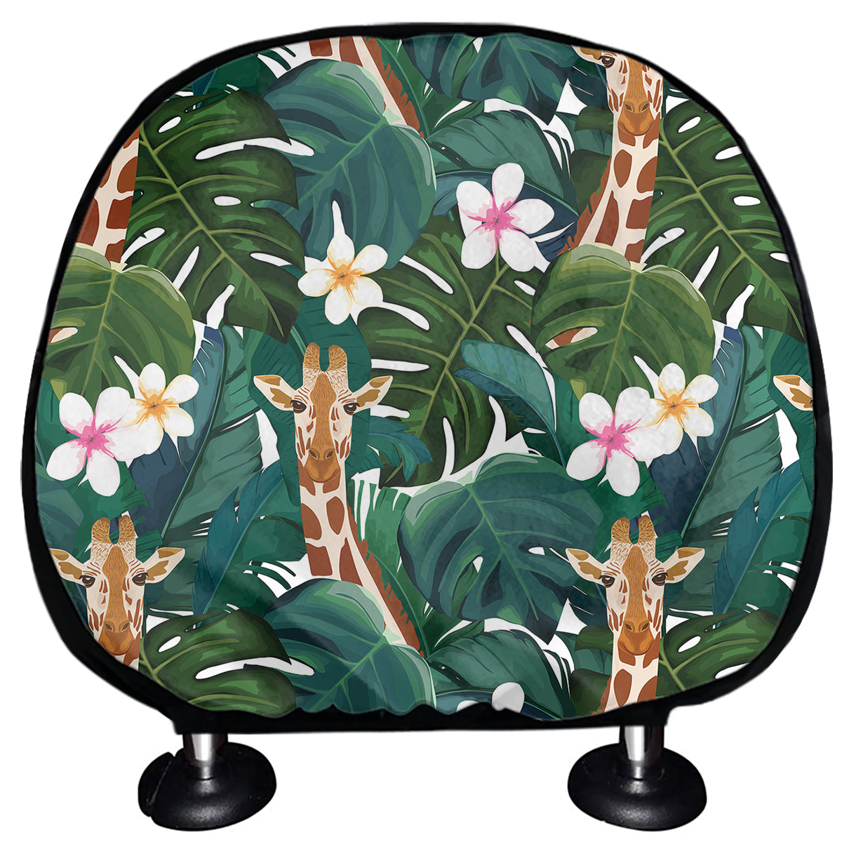 Tropical Giraffe Pattern Print Car Headrest Covers