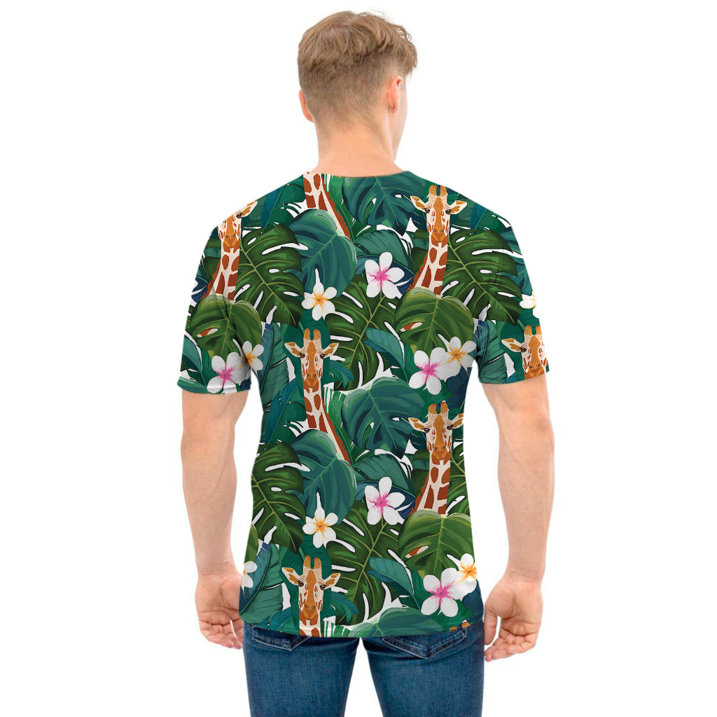 Tropical Giraffe Pattern Print Men's T-Shirt