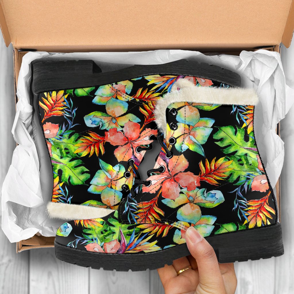 Tropical Hawaii Flowers Pattern Print Comfy Boots GearFrost