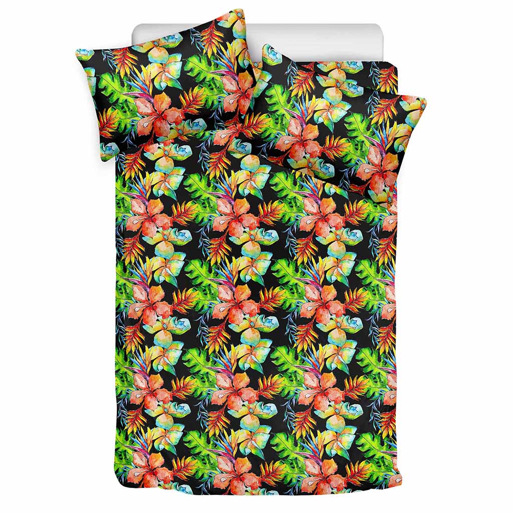Tropical Hawaii Flowers Pattern Print Duvet Cover Bedding Set