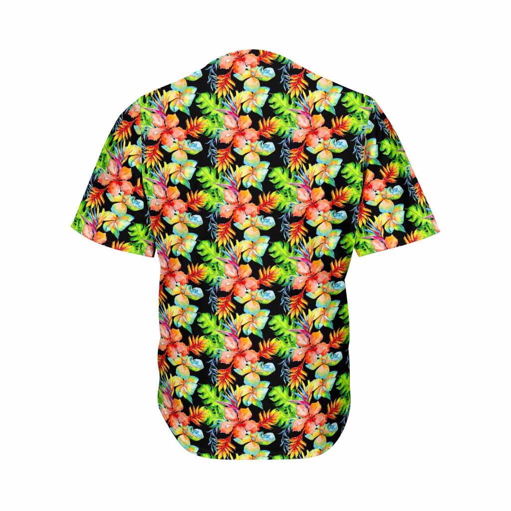 Tropical Hawaii Flowers Pattern Print Men's Baseball Jersey