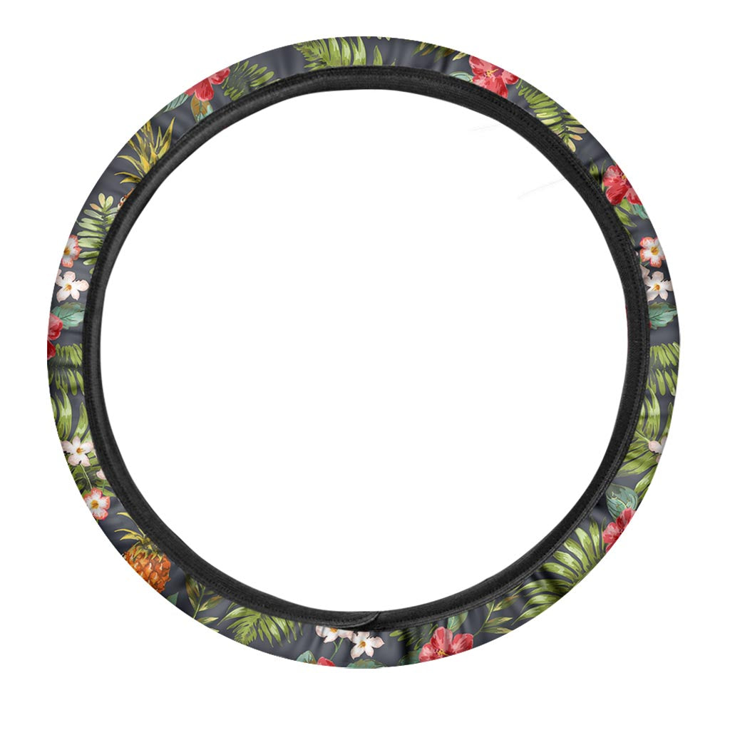Tropical Hawaii Pineapple Pattern Print Car Steering Wheel Cover