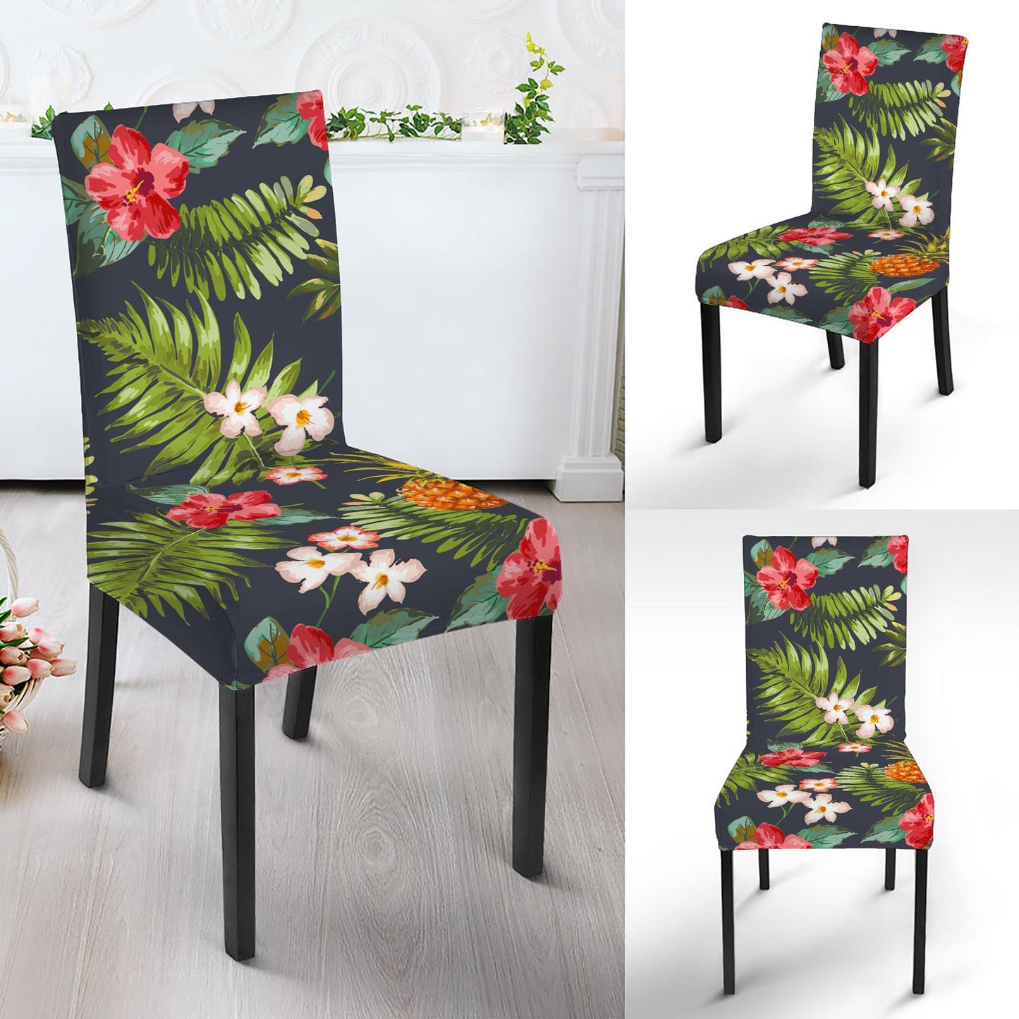 Tropical Hawaii Pineapple Pattern Print Dining Chair Slipcover