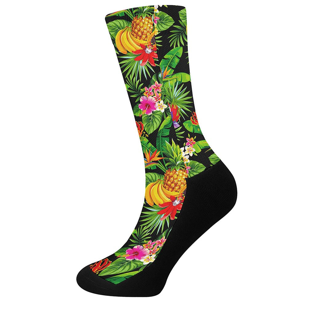 Tropical Hawaiian Fruits Pattern Print Crew Socks
