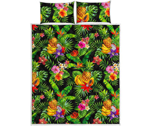 Tropical Hawaiian Fruits Pattern Print Quilt Bed Set