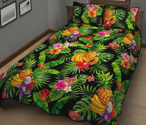Tropical Hawaiian Fruits Pattern Print Quilt Bed Set