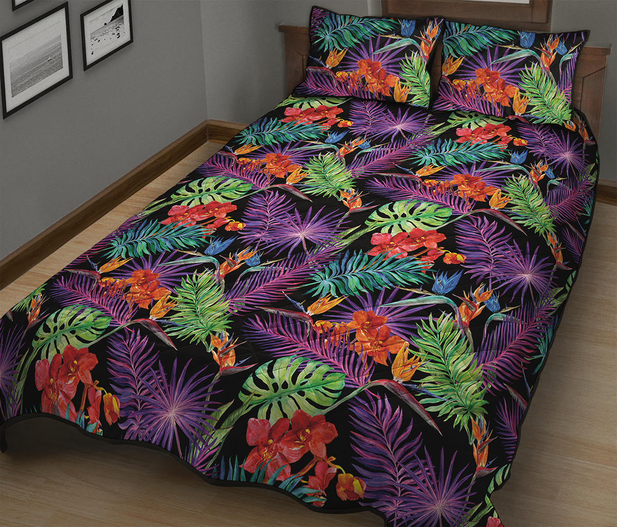 Tropical Hawaiian Jungle Print Quilt Bed Set