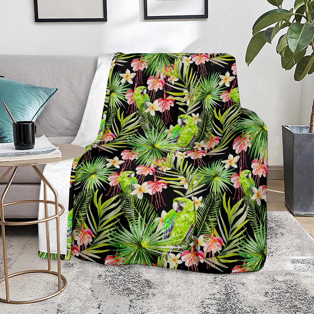 Tropical Hawaiian Parrot Pattern Print Blanket