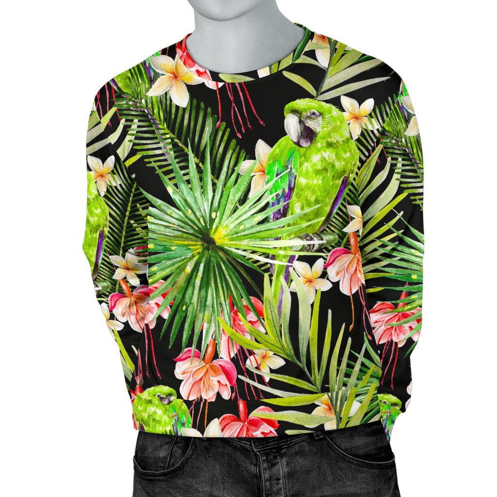 Tropical Hawaiian Parrot Pattern Print Men's Crewneck Sweatshirt GearFrost