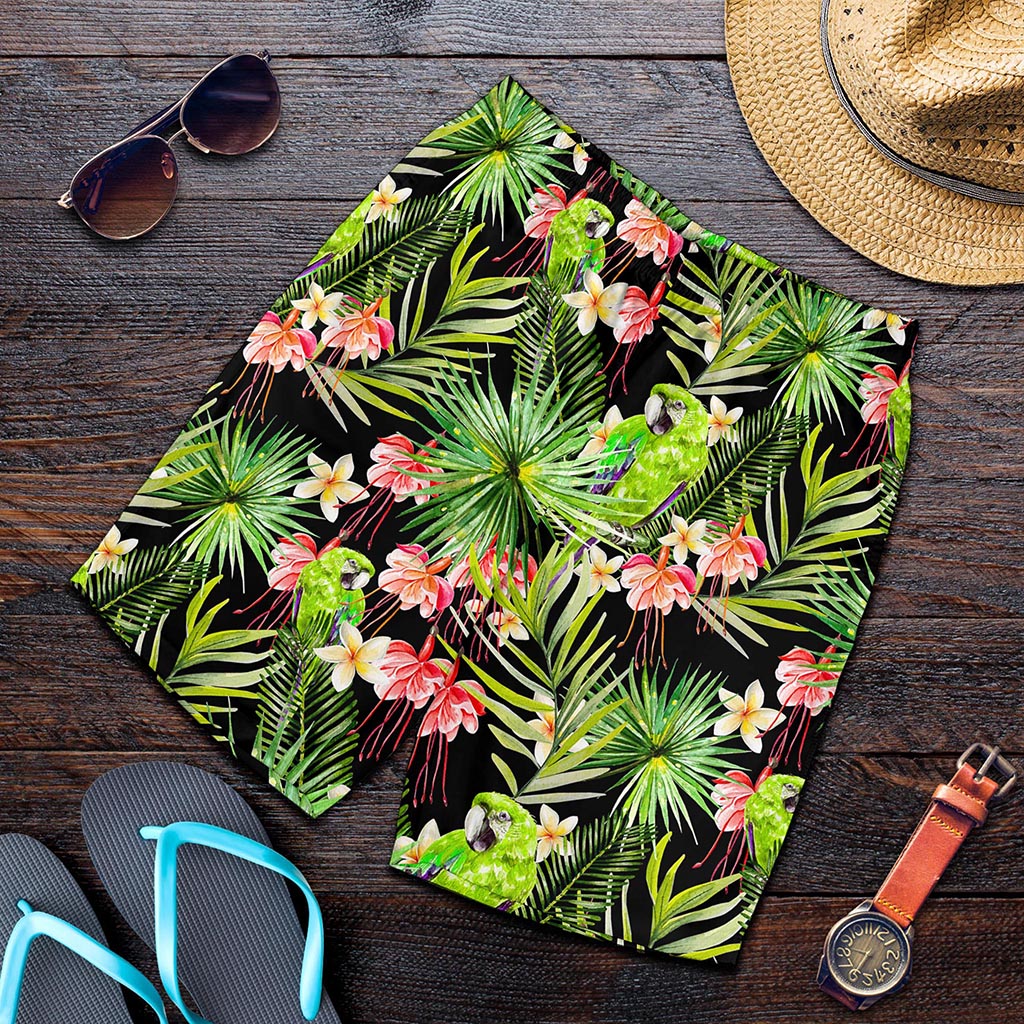 Tropical Hawaiian Parrot Pattern Print Men's Shorts