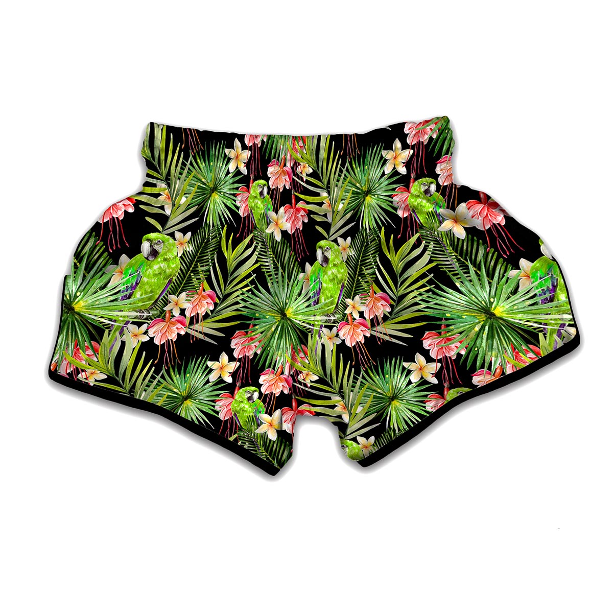 Tropical Hawaiian Parrot Pattern Print Muay Thai Boxing Shorts